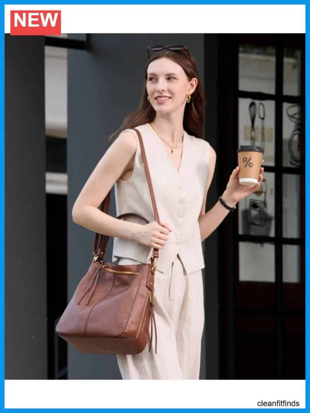 Faux Leather Hobo Crossbody Bag Women's Zip Pockets